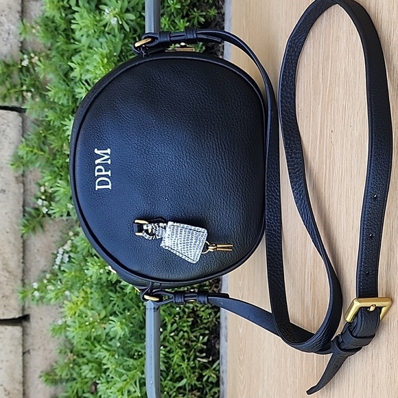 J. Crew Black circle bag in Italian leather with initials with Lock and keys - Picture 1 of 15